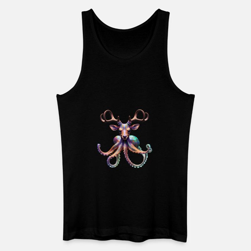 Psychedelischer Hirsch Oktopus mit Geweih - Männer Bio Tank Top - Schwarz