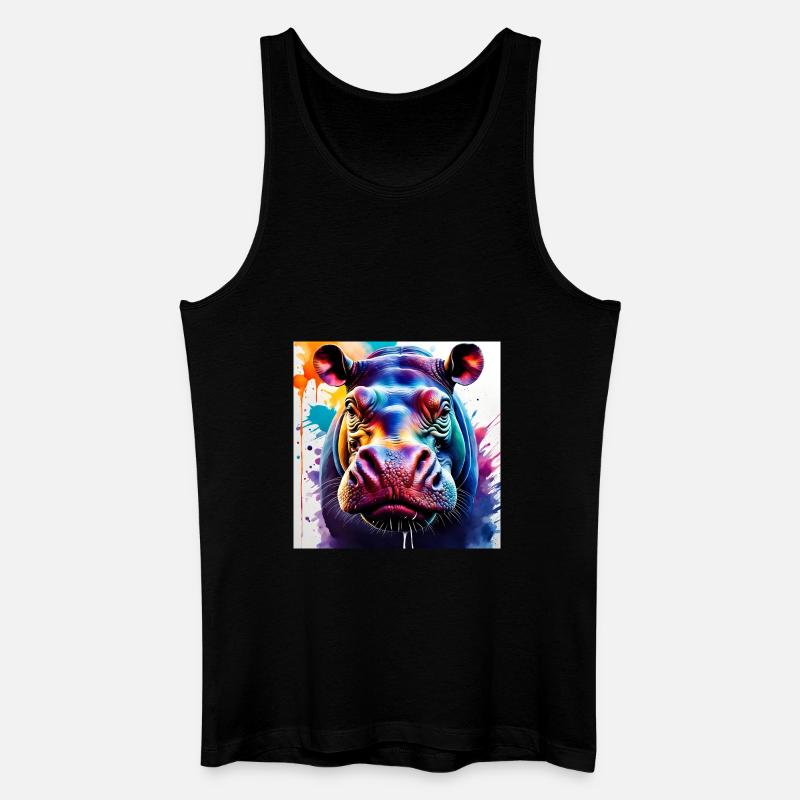 Hippo farbig - Männer Bio Tank Top - Schwarz
