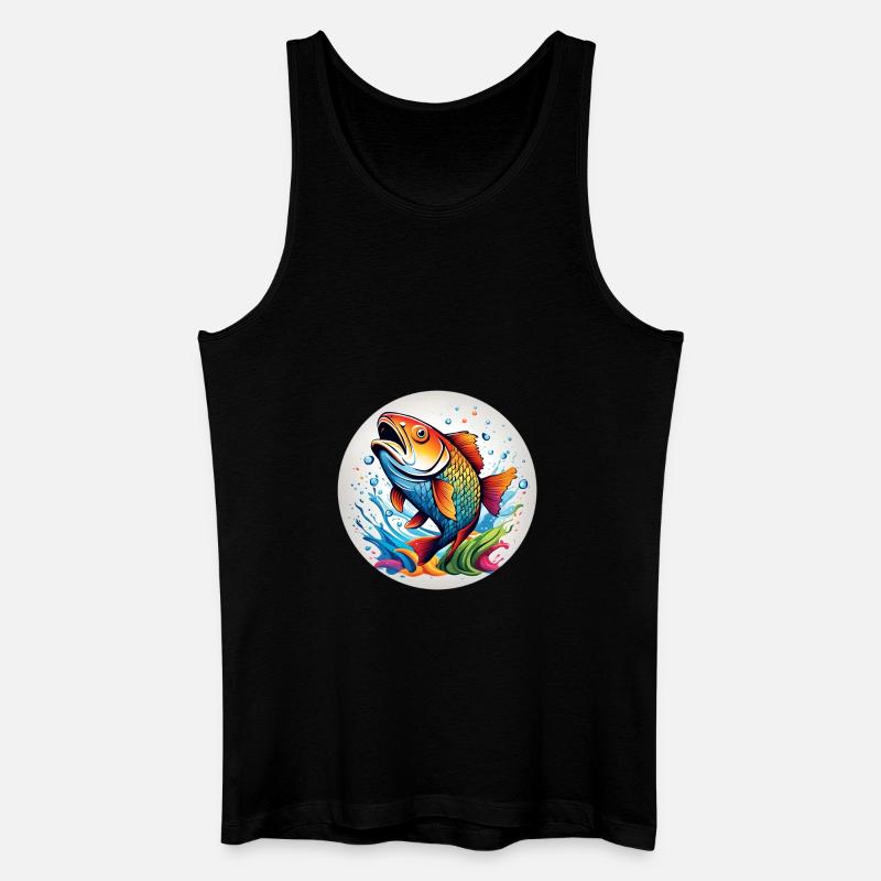 Fisch runder Batch - Männer Bio Tank Top - Schwarz