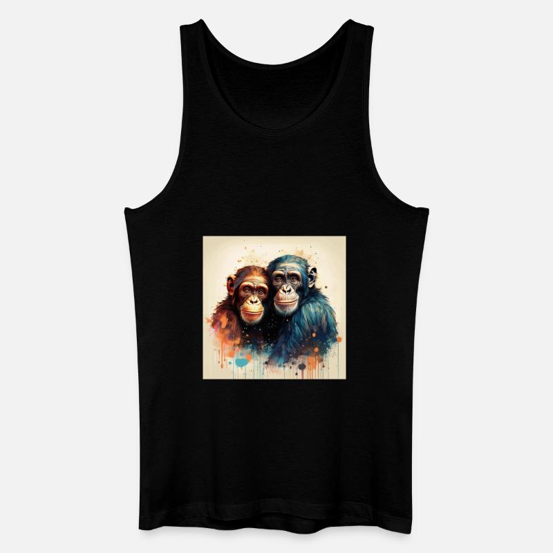 Verliebte Chimpansen - Männer Bio Tank Top - Schwarz