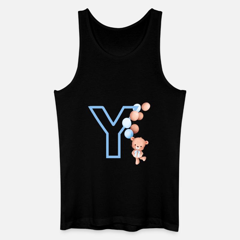 Blauer Buchstabe Y Bär - Männer Bio Tank Top - Schwarz