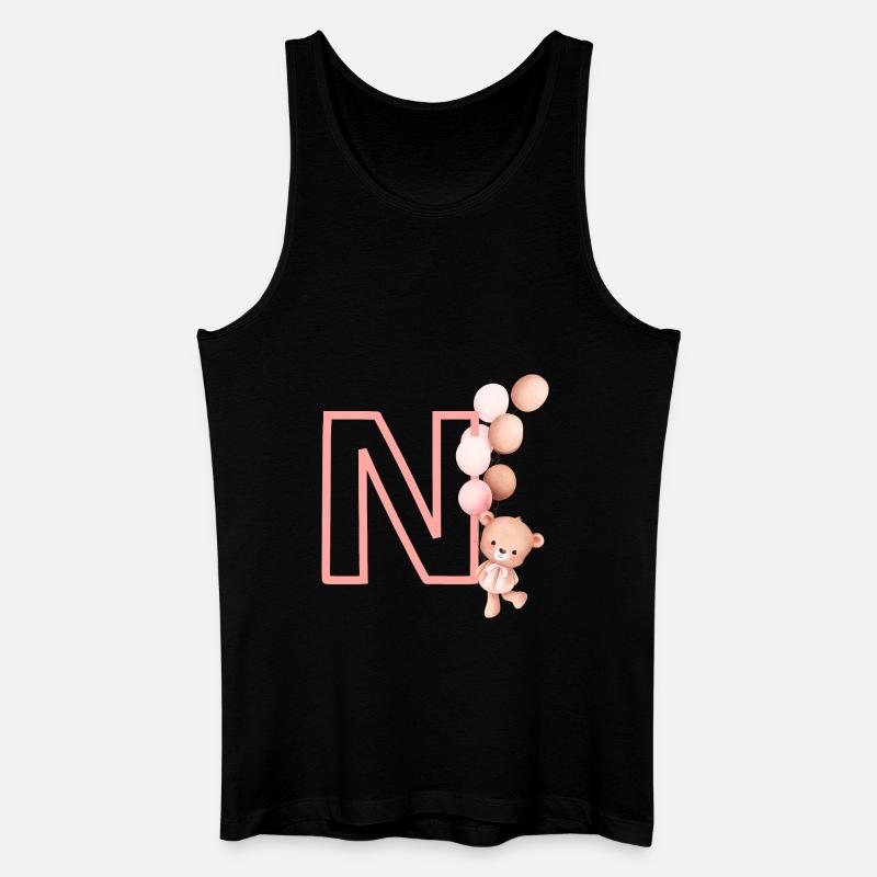 Buchstabe n Rosa Bär - Männer Bio Tank Top - Schwarz