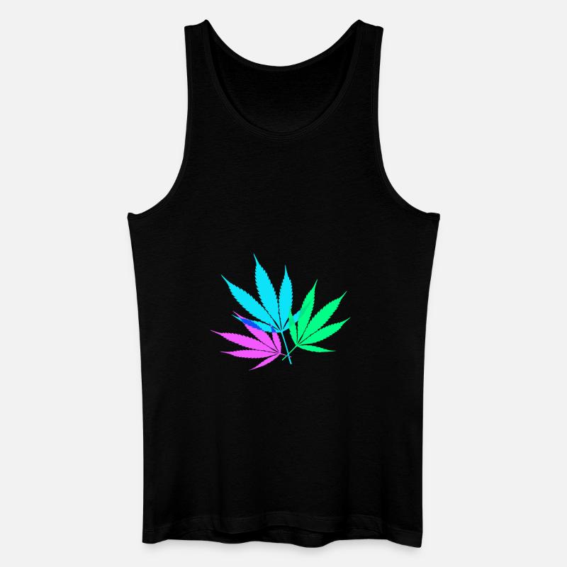 Bunte Hanfblätter - Männer Bio Tank Top - Schwarz