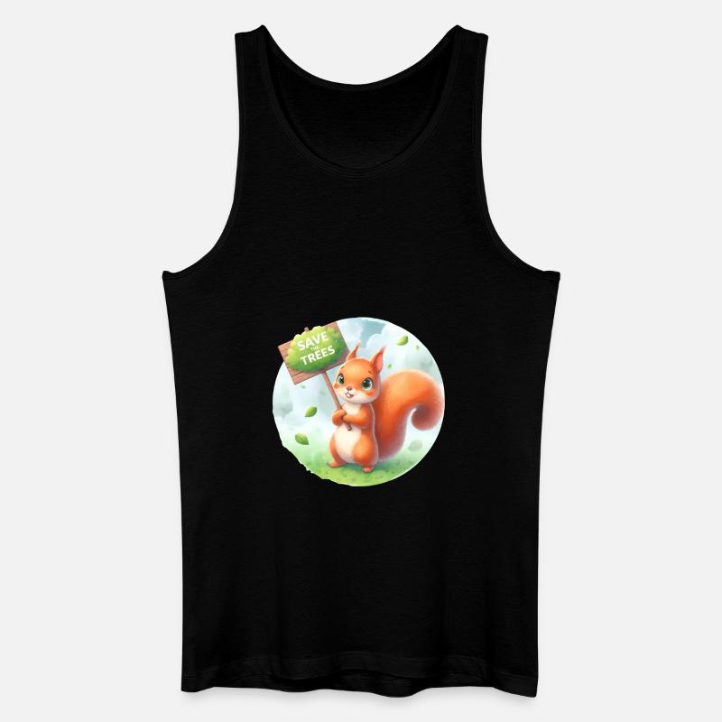 Save the Trees Squirrel - Men’s Organic Tank Top - black