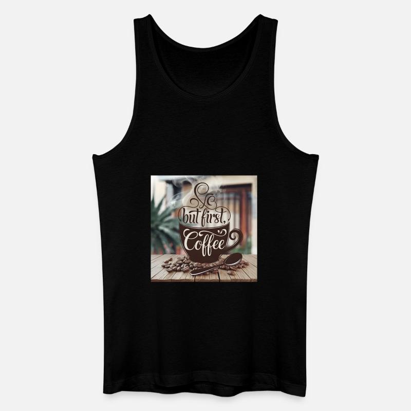 But first Coffee - Männer Bio Tank Top - Schwarz
