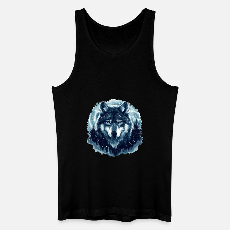 Wolf Winter Wald - Männer Bio Tank Top - Schwarz