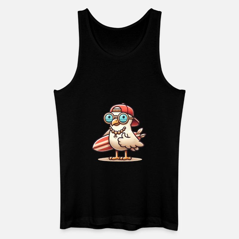 Coole Strandmöwe mit Surfbrett - Männer Bio Tank Top - Schwarz