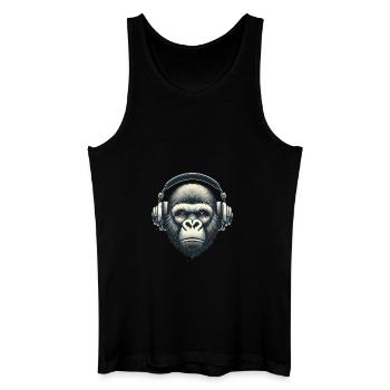 Gorilla with Headphones Artistic Design - Men’s Organic Tank Top - black - Front