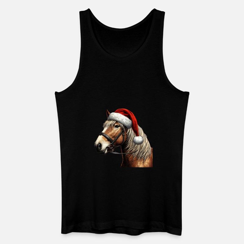 Julehest med julehat - Økologisk tanktop til mænd - sort