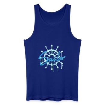 Sailor Ship Steering Wheel Graffiti Drop Sailing - Men’s Organic Tank Top - royal blue - Front
