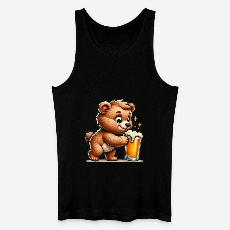 Cute Bear Drinking Beer - Männer Bio Tank Top - Schwarz
