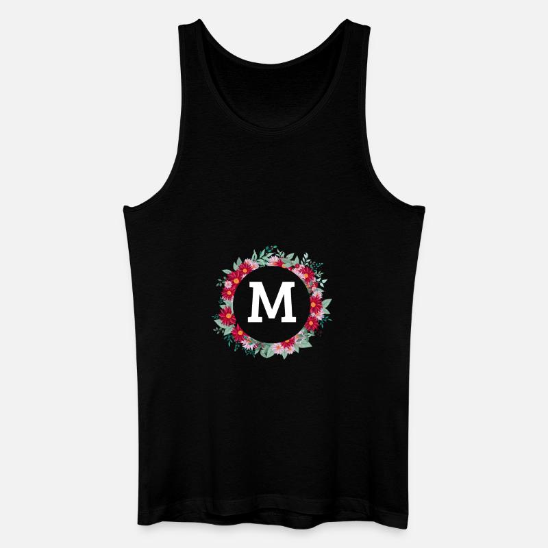 Buchstabe M Blumenkrone - Männer Bio Tank Top - Schwarz