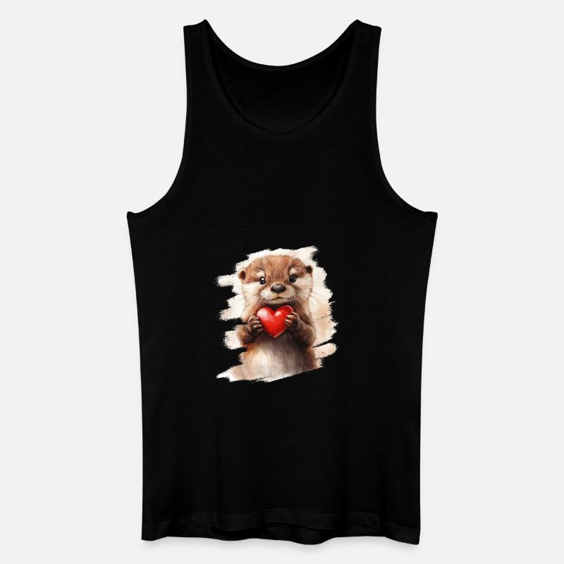 Otter mit Herz - Männer Bio Tank Top - Schwarz