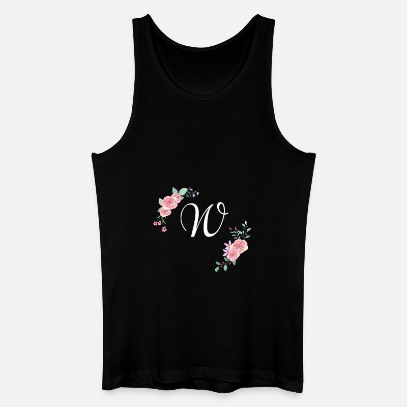 Rosa Blumenbuchstabe w - Männer Bio Tank Top - Schwarz