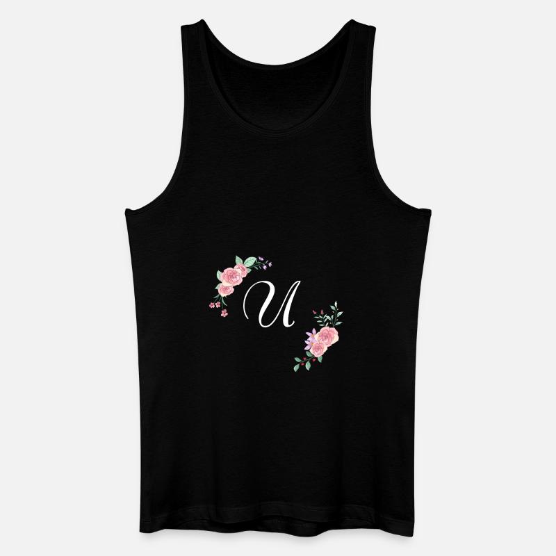 Rosa geblümter U-Buchstabe - Männer Bio Tank Top - Schwarz