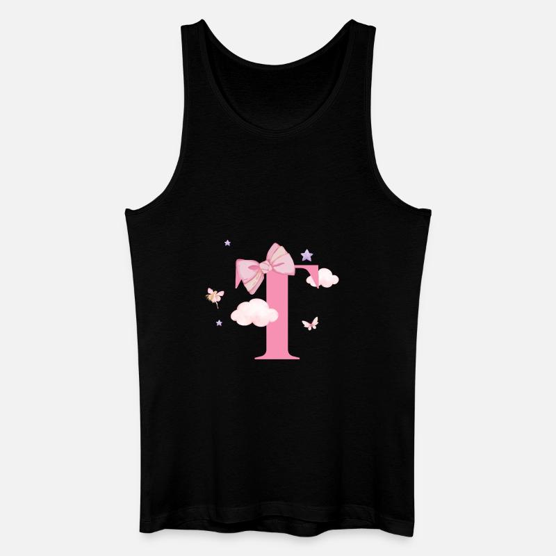 Buchstabe t Rosa Wolken - Männer Bio Tank Top - Schwarz