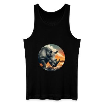 Majestueux rhinocéros coucher de soleil Art de la faune africaine - Débardeur bio Homme - noir - Devant