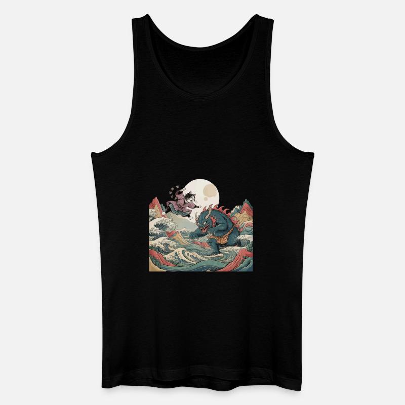 Samurai-Katze - Männer Bio Tank Top - Schwarz