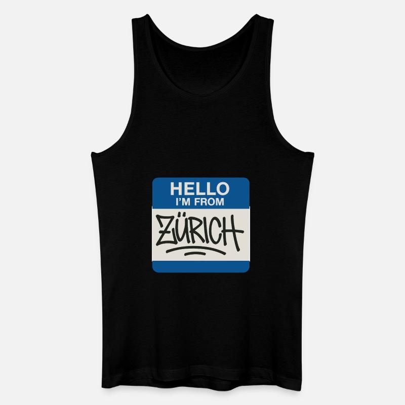 Zuerich Hello Sticker Graffiti - Männer Bio Tank Top - Schwarz