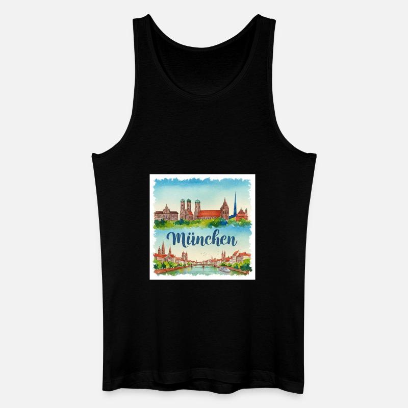 München Aquarell - Männer Bio Tank Top - Schwarz
