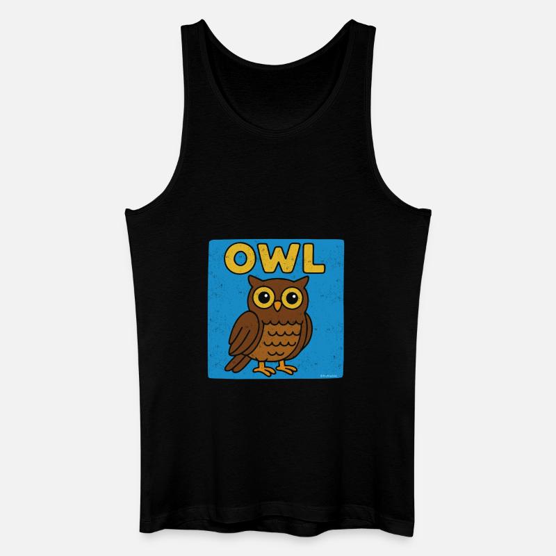 Eule Cartoon - verwitterte Optik - Männer Bio Tank Top - Schwarz