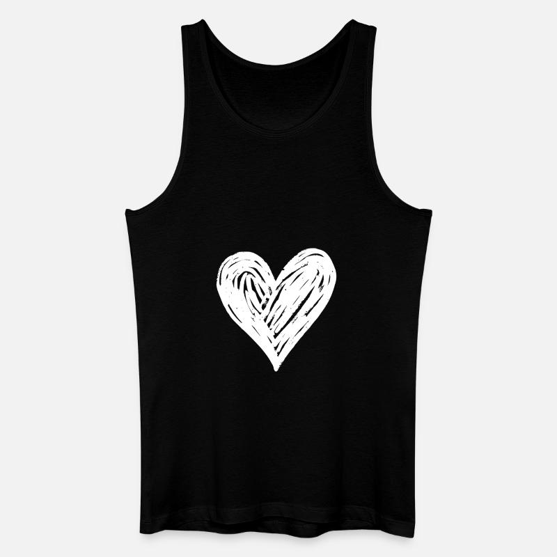 Herz Hand Gezeichnet - Männer Bio Tank Top - Schwarz