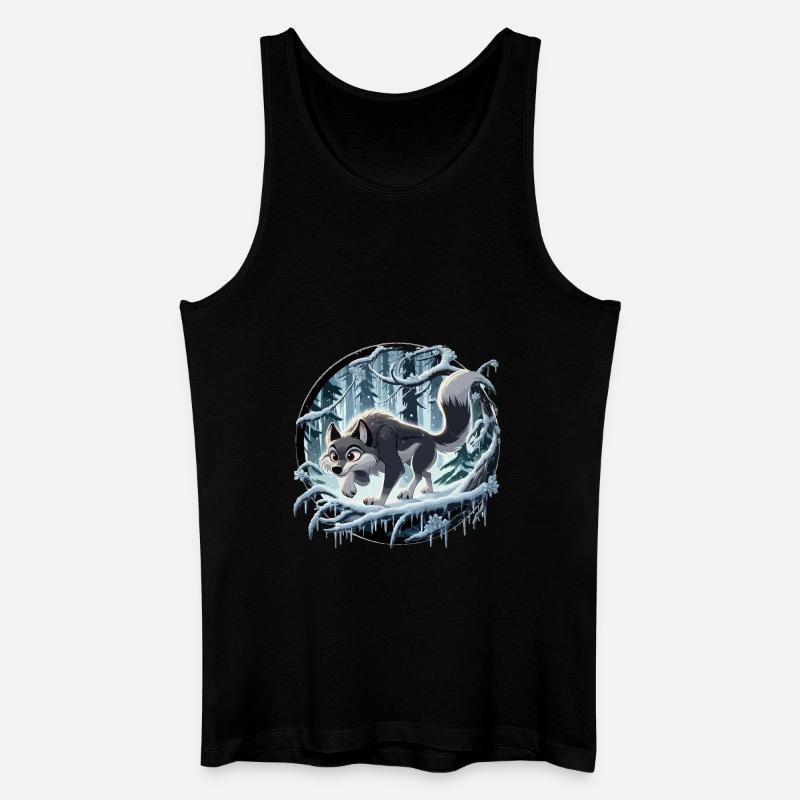 Wolf im eisigen Wald - Männer Bio Tank Top - Schwarz