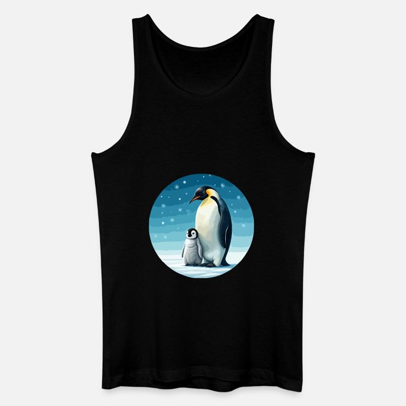 Kaiserpinguin mit Kind - Männer Bio Tank Top - Schwarz