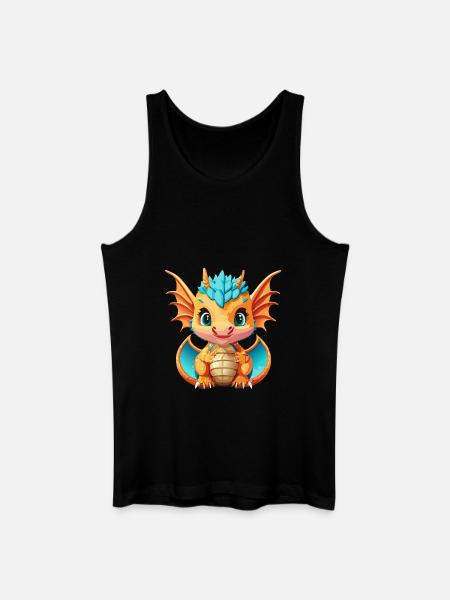 Drachen Blau Orange - Männer Bio Tank Top - Schwarz