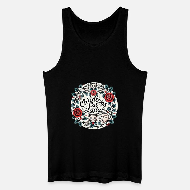 Kinderlose Katzendame - Männer Bio Tank Top - Schwarz