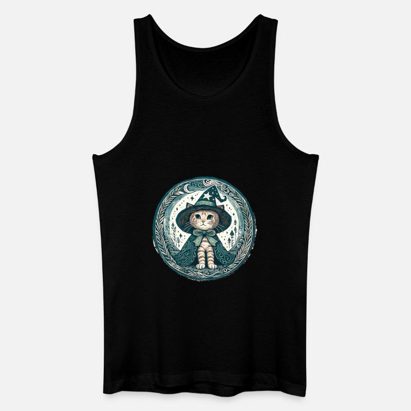 Wizard Kitty Cat - Men’s Organic Tank Top - black