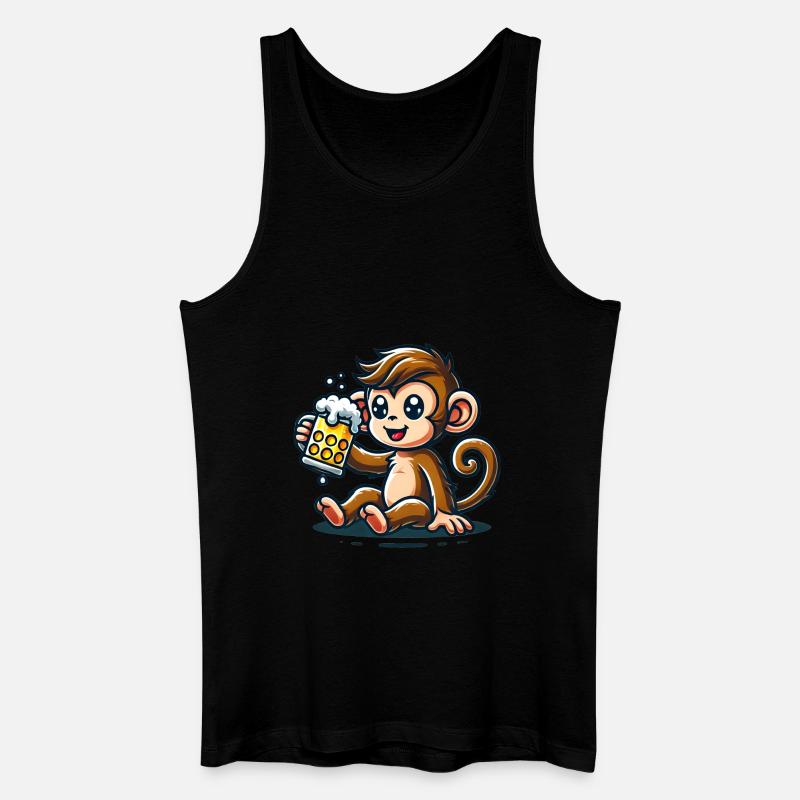 Cute Monkey Drinking Beer - Männer Bio Tank Top - Schwarz