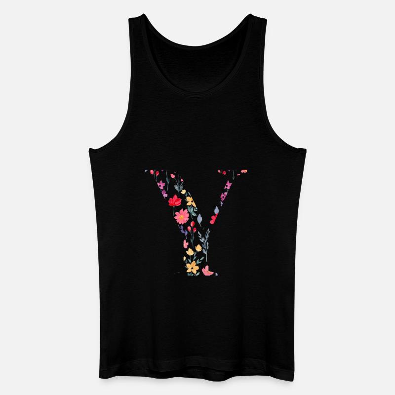 Personalisierter Blumenbuchstabe y - Geschenkidee - Männer Bio Tank Top - Schwarz