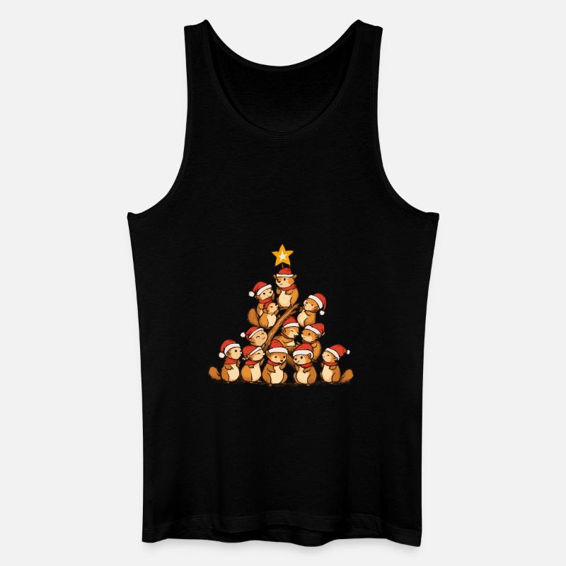 Eichhörnchen Weihnachten Christbaum - Männer Bio Tank Top - Schwarz