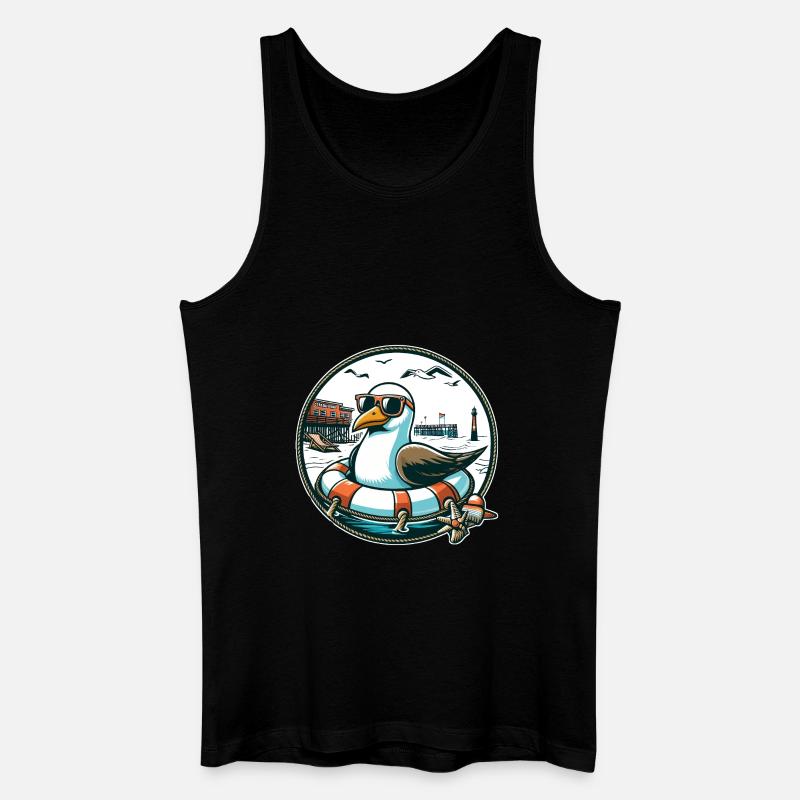 Möwe im Rettungsring - Männer Bio Tank Top - Schwarz