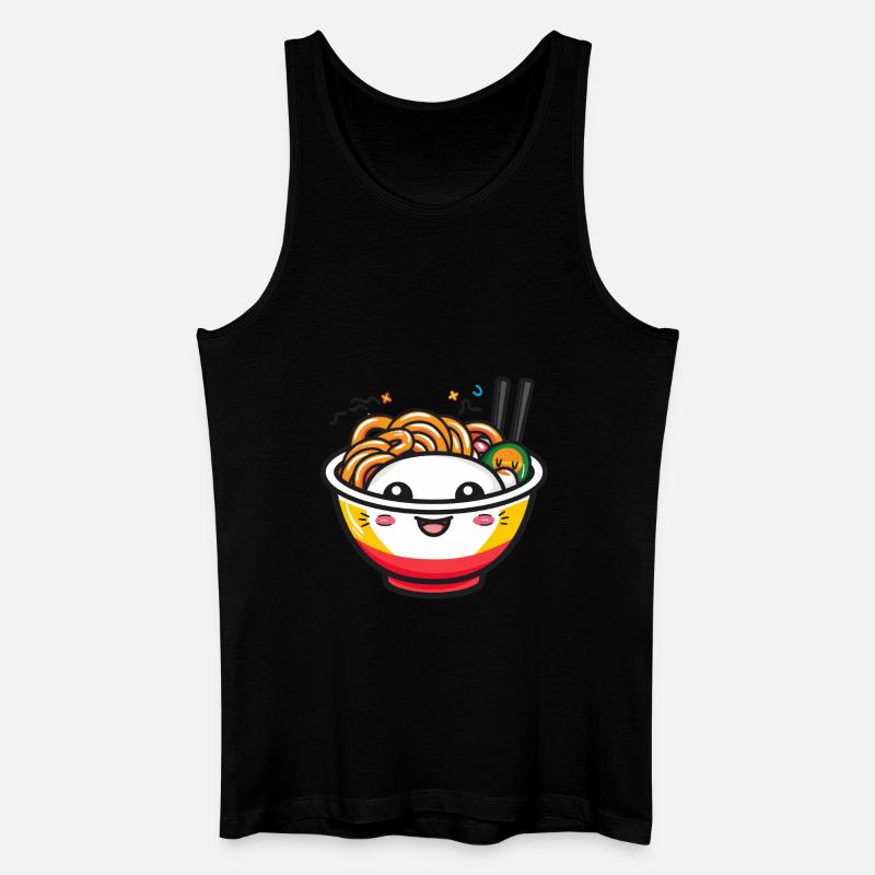 Fröhliche Kawaii-Nudelschüssel mit Essstäbchen - Männer Bio Tank Top - Schwarz