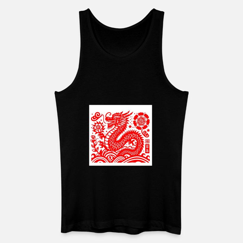 Jahr des Drachen rot - Männer Bio Tank Top - Schwarz