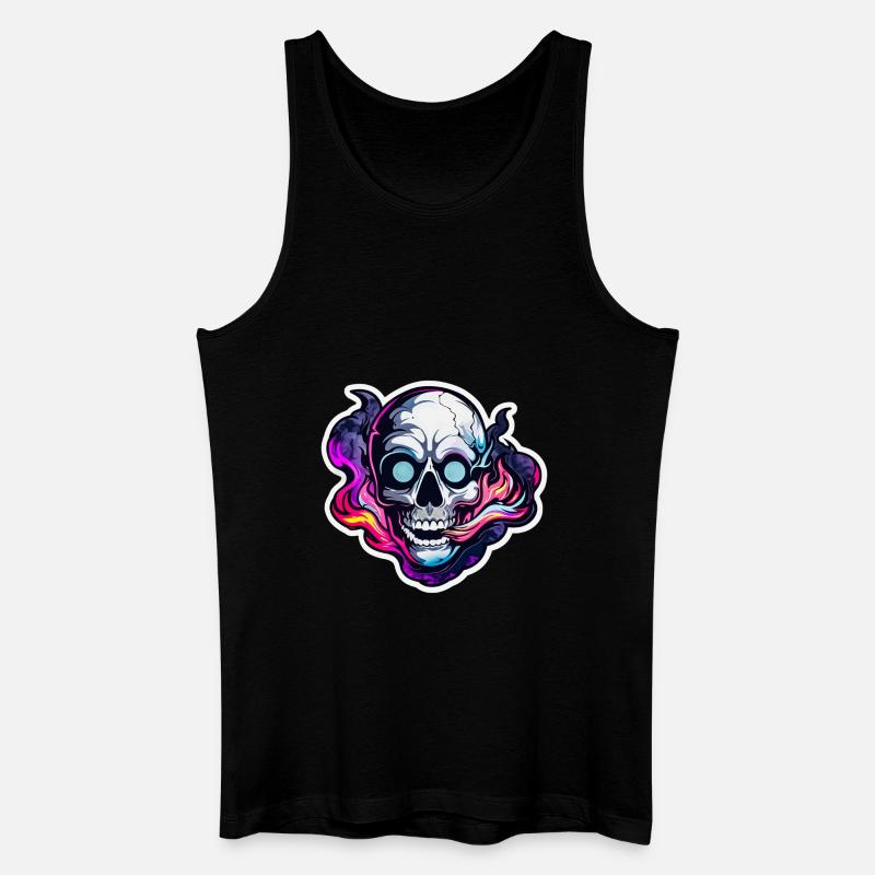 Totenkopf mit Rauch - Männer Bio Tank Top - Schwarz