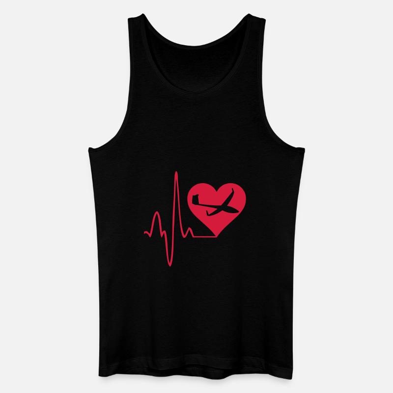 herzschlag Segelflugzeug - Männer Bio Tank Top - Schwarz