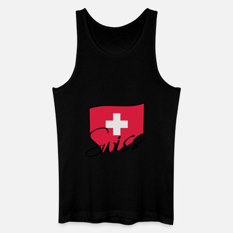 Swiss Flag Logo - Männer Bio Tank Top - Schwarz