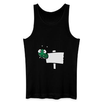 schild holzwurm schreiben text feld loch klein bab - Männer Bio Tank Top - Schwarz - Vorne