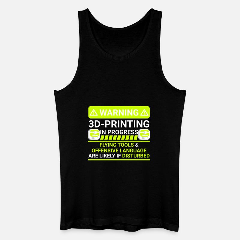 warning 3d printing in progress - Männer Bio Tank Top - Schwarz