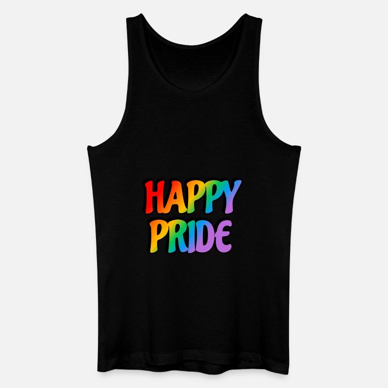 Happy Pride Regenbogen-Text - Männer Bio Tank Top - Schwarz