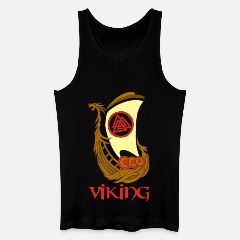 Wikingersymbol eines Drakkar - Männer Bio Tank Top - Schwarz