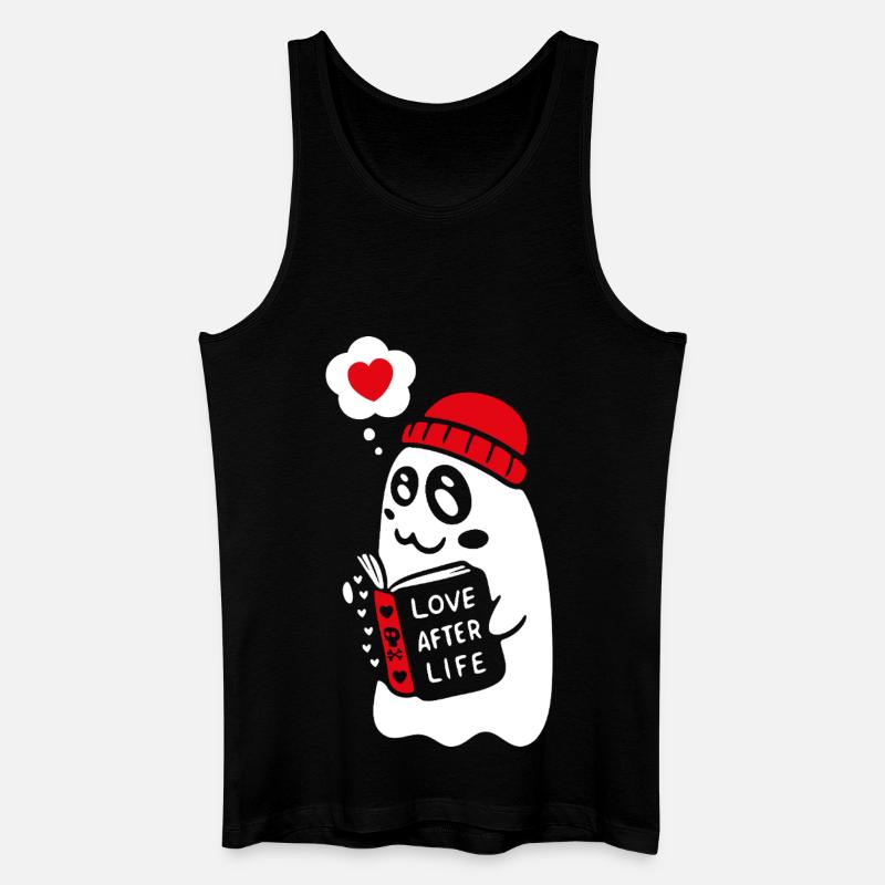 Cute Ghost Reading Romantic Book - Men’s Organic Tank Top - black