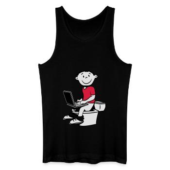 wc kleiner junge sitzen laptop - Männer Bio Tank Top - Schwarz - Vorne