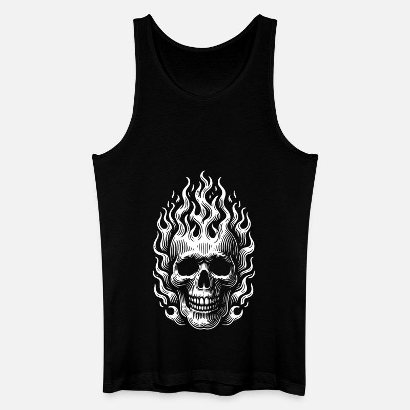 Skull mit Flammen brennender Skull - Männer Bio Tank Top - Schwarz