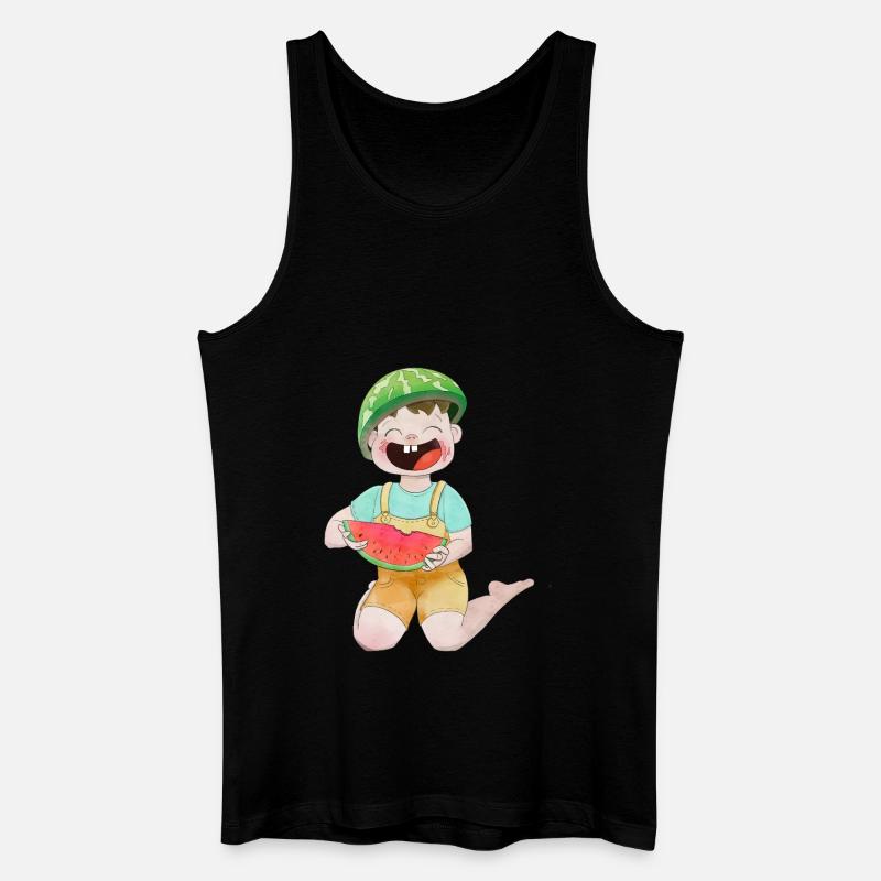 Glückliches Kind mit Wassermelone - Männer Bio Tank Top - Schwarz