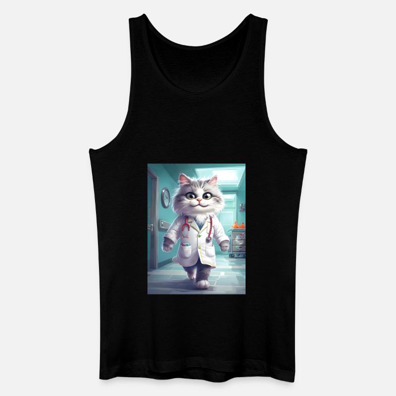 Arzt Katze Beruf Geschenk - Männer Bio Tank Top - Schwarz