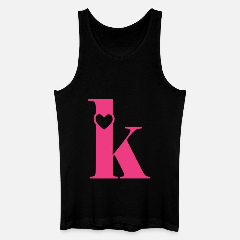 Buchstabe k Anfangsbuchstabe mit Herz - Männer Bio Tank Top - Schwarz